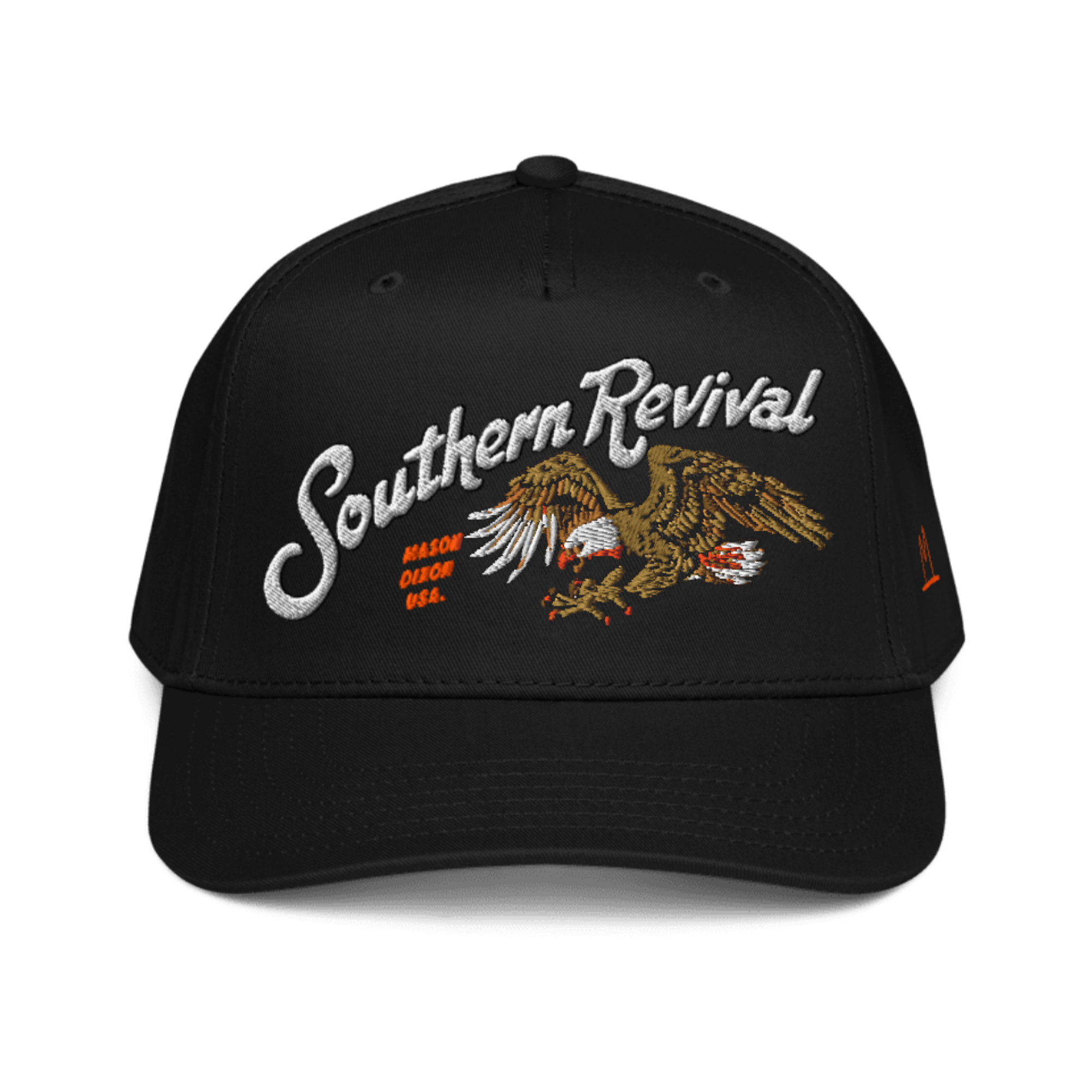 Mason-Dixon Eagle 5-Panel Hat - Black/Orange