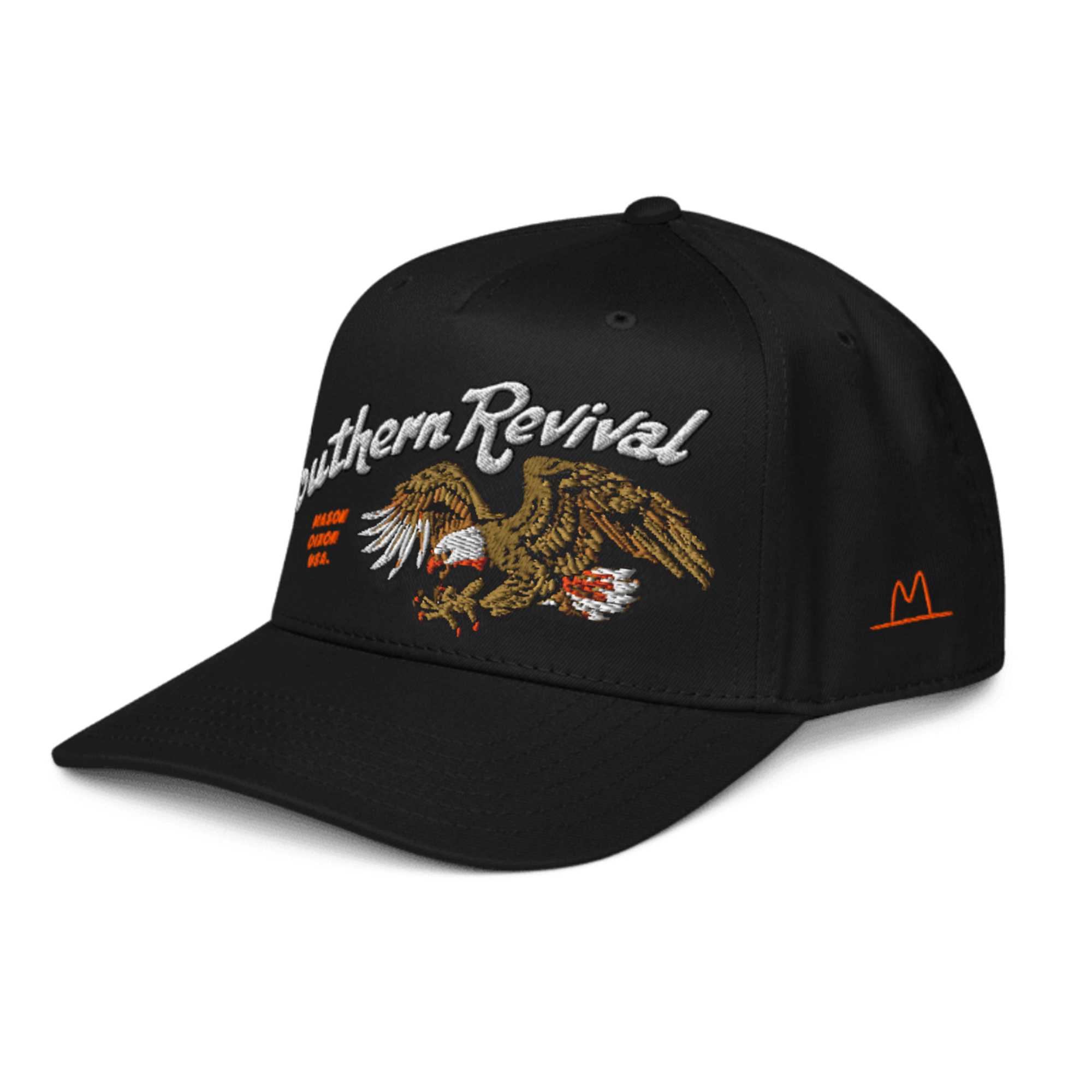 Mason-Dixon Eagle 5-Panel Hat - Black/Orange